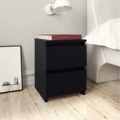 VELADOR MODERNO CORI 2 CAJONES NEGRO RYR MUEBLES
