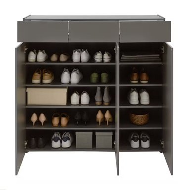 ZAPATERA MODERNA MILENA 3 CAJONES NEGRO RYR MUEBLES - 2