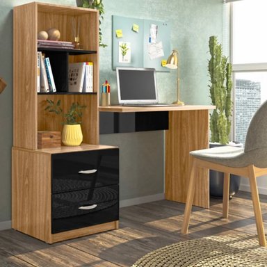 ESCRITORIO MODERNO SHUMA MARRÓN Y NEGRO RYR MUEBLES