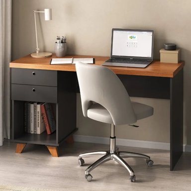 ESCRITORIO MODERNO FUWA NEGRO Y MARRÓN RYR MUEBLES