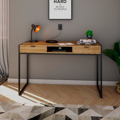 ESCRITORIO MODERNO INDUSTRIAL PANELA 2 CAJONES RYR MUEBLES