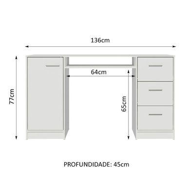 ESCRITORIO MODERNO SIDRAO 3 CAJONES 1 PUERTA BLANCO RYR MUEBLES - 3