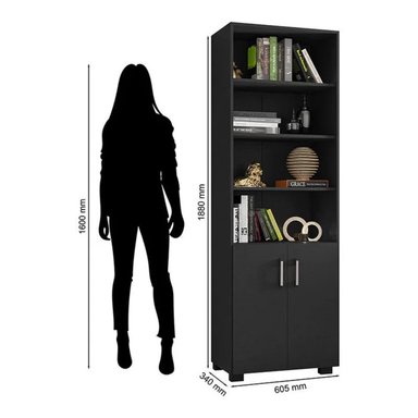 ESTANTE MODERNO MINAKO NEGRO RYR MUEBLES - 3