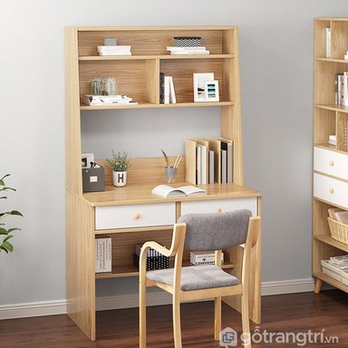 ESCRITORIO MODERNO CON ESTANTES COTO MARRÓN CLARO RYR MUEBLES