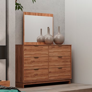 CÓMODA MODERNA CON ESPEJO MAGGIE MARRÓN RYR MUEBLES