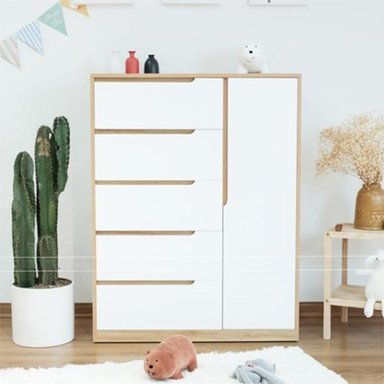 CÓMODA MODERNA REGIS 5 CAJONES 1 PUERTA RYR MUEBLES