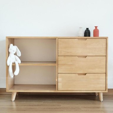 CÓMODA MODERNA MELANNY 3 CAJONES 2 NICHOS RYR MUEBLES