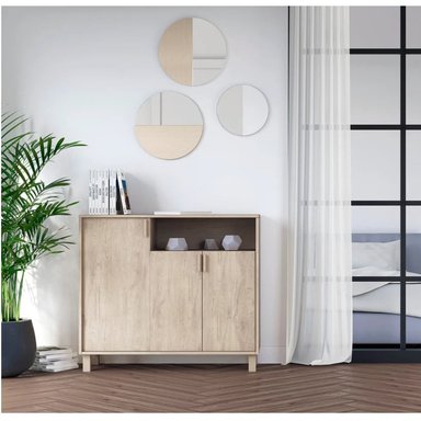 ZAPATERA RECIBIDOR SARA 3 PUERTAS ROBLE RYR MUEBLES