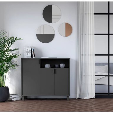 ZAPATERA RECIBIDOR SARA 3 PUERTAS NEGRO RYR MUEBLES