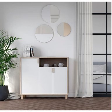 ZAPATERA RECIBIDOR SARA 3 PUERTAS ROBLE/BLANCO RYR MUEBLES