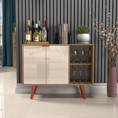 APARADOR MODERNO KASAMATSU BLANCO Y MARRÓN RYR MUEBLES