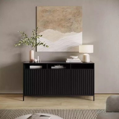 APARADOR MODERNO MIKARI 3 PUERTAS NEGRO RYR MUEBLES