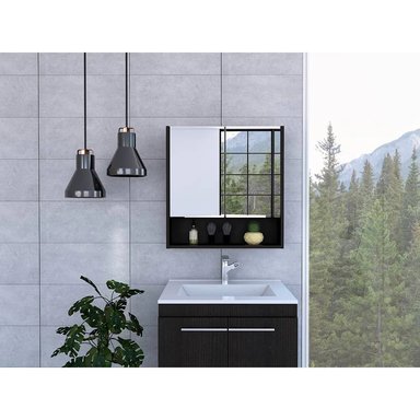 GABINETE MUEBLE DE BAÑO FARA WENGUE 2 PUERTAS Y ESPEJO RYR MUEBLES