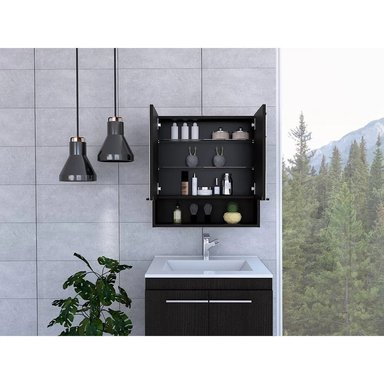 GABINETE MUEBLE DE BAÑO FARA WENGUE 2 PUERTAS Y ESPEJO RYR MUEBLES - 2