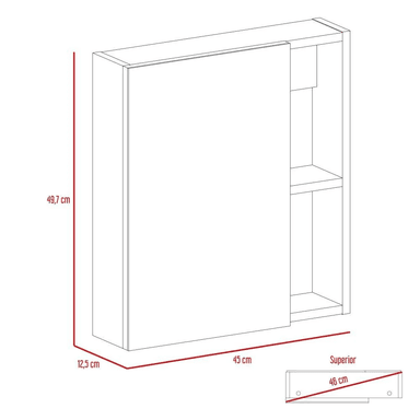 GABINETE MUEBLE DE BAÑO JULIA 1 PUERTA Y ESPEJO RYR MUEBLES - 3
