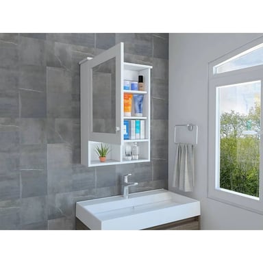 GABINETE MUEBLE DE BAÑO CATALEYA BLANCO 1 PUERTA Y ESPEJO RYR MUEBLES - 2