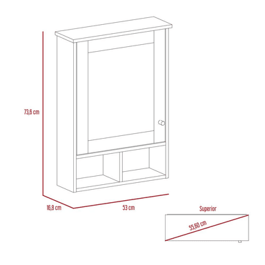 GABINETE MUEBLE DE BAÑO CATALEYA BLANCO 1 PUERTA Y ESPEJO RYR MUEBLES - 4