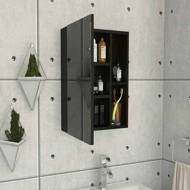 GABINETE MUEBLE DE BAÑO DACIA WENGUE 1 PUERTA Y ESPEJO RYR MUEBLES - 2