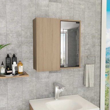 GABINETE MUEBLE DE BAÑO IRIS ROVERE 2 PUERTAS Y ESPEJO RYR MUEBLES