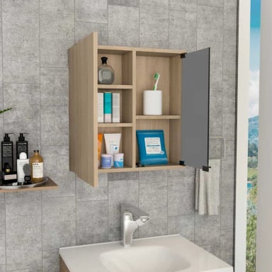 GABINETE MUEBLE DE BAÑO IRIS ROVERE 2 PUERTAS Y ESPEJO RYR MUEBLES - 2
