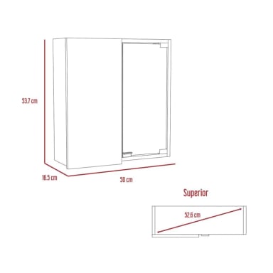 GABINETE MUEBLE DE BAÑO IRIS ROVERE 2 PUERTAS Y ESPEJO RYR MUEBLES - 4