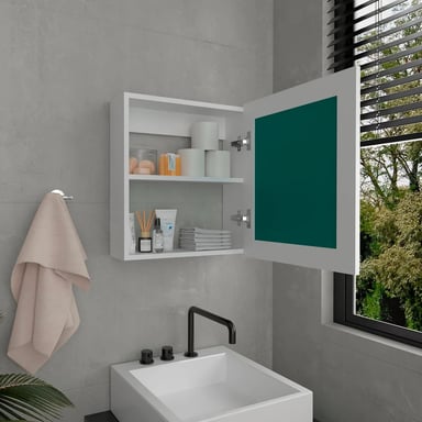 GABINETE MUEBLE DE BAÑO GALA BLANCO 1 PUERTA Y ESPEJO RYR MUEBLES - 2