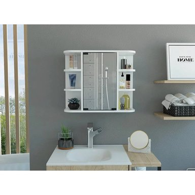 GABINETE MUEBLE DE BAÑO ENARA BLANCO 1 PUERTA Y ESPEJO RYR MUEBLES
