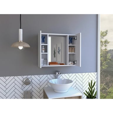GABINETE MUEBLE DE BAÑO GAIA BLANCO 2 PUERTAS Y ESPEJO RYR MUEBLES - 2