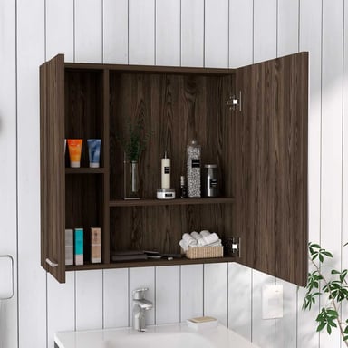 GABINETE MUEBLE DE BAÑO ELBA COÑAC 2 PUERTAS Y ESPEJO RYR MUEBLES - 2