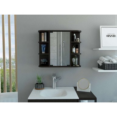 GABINETE MUEBLE DE BAÑO ENARA WENGUE 1 PUERTA Y ESPEJO RYR MUEBLES