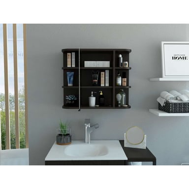 GABINETE MUEBLE DE BAÑO ENARA WENGUE 1 PUERTA Y ESPEJO RYR MUEBLES - 2