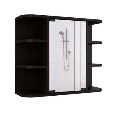 GABINETE MUEBLE DE BAÑO ENARA WENGUE 1 PUERTA Y ESPEJO RYR MUEBLES - 3