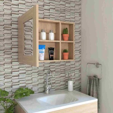 GABINETE MUEBLE DE BAÑO AITANA ROVERE 1 PUERTA Y ESPEJO RYR MUEBLES - 2