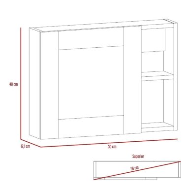 GABINETE MUEBLE DE BAÑO AITANA ROVERE 1 PUERTA Y ESPEJO RYR MUEBLES - 4