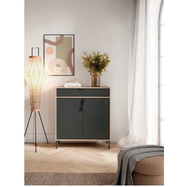 ZAPATERA RECIBIDOR NORDICO ISEUL ROVERE/NEGRO RYR MUEBLES