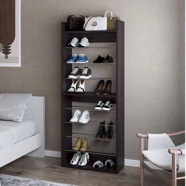 ZAPATERA ABIERTA MODERNA YANG WENGUE ALTO 155CM RYR MUEBLES