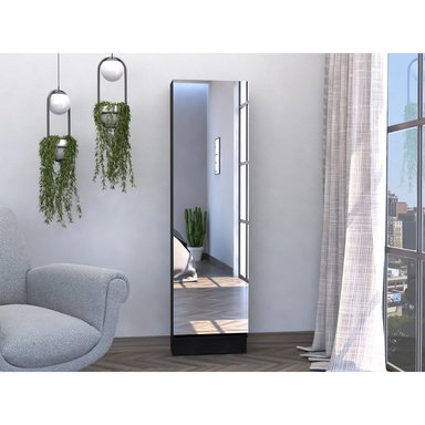 ZAPATERA MODERNA CON ESPEJO JUNG NEGRO ALTO 170CM RYR MUEBLES