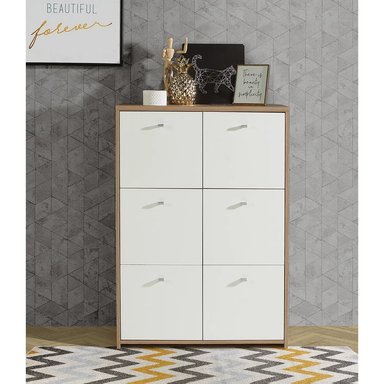 COMODA MODERNA AKIHIRO BLANCO Y MARRÓN RYR MUEBLES - 1