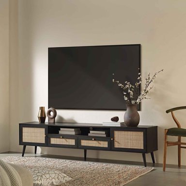 MUEBLE DE TV VINTAGE 80' ROBOKO NEGRO RYR MUEBLES