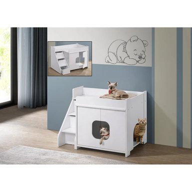 MUEBLE PARA MASCOTAS CAINES BLANCO RYR MUEBLES