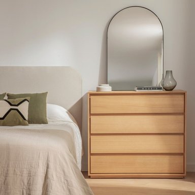 CÓMODA MODERNA DIONE 4 CAJONES ROBLE RYR MUEBLES