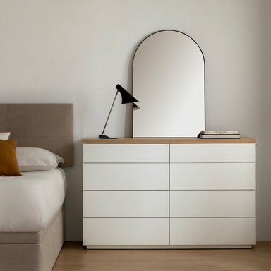 CÓMODA MODERNA GRAU 8 CAJONES BLANCO/DUNA RYR MUEBLES