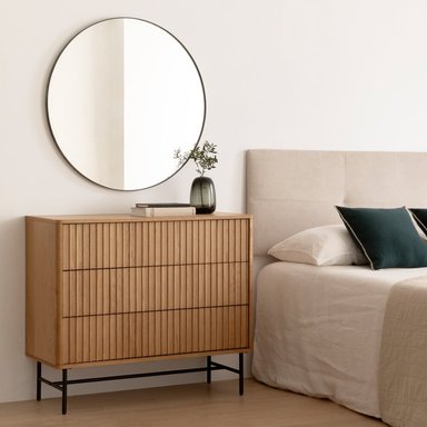 CÓMODA MODERNA INDUSTRIAL TAIWA 3 CAJONES MARRÓN RYR MUEBLES