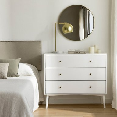 CÓMODA MODERNA YOLET 3 CAJONES BLANCO RYR MUEBLES