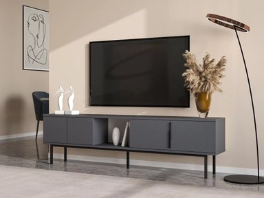 MUEBLE DE TV MINIMALISTA GRIS OSCURO RYR MUEBLES
