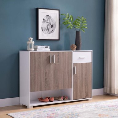 ZAPATERA MODERNA LADERA BLANCO/ROBLE 3 PUERTAS RYR MUEBLES