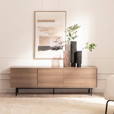 MESA PARA TV MODERNO INDUSTRIAL CRIS 160 CM MARRÓN RYR MUEBLES