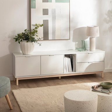 MESA PARA TV MODERNO LUU 180 CM BLANCO RYR MUEBLES