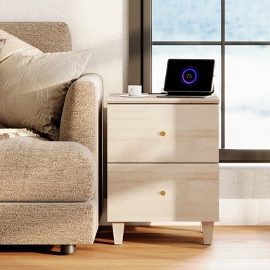 VELADOR MODERNO GIANE 2 CAJONES NATURAL RYR MUEBLES