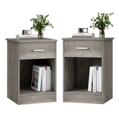 PACK DE 2 VELADORES MODERNOS ATENEA 1 CAJÓN GRIS RYR MUEBLES